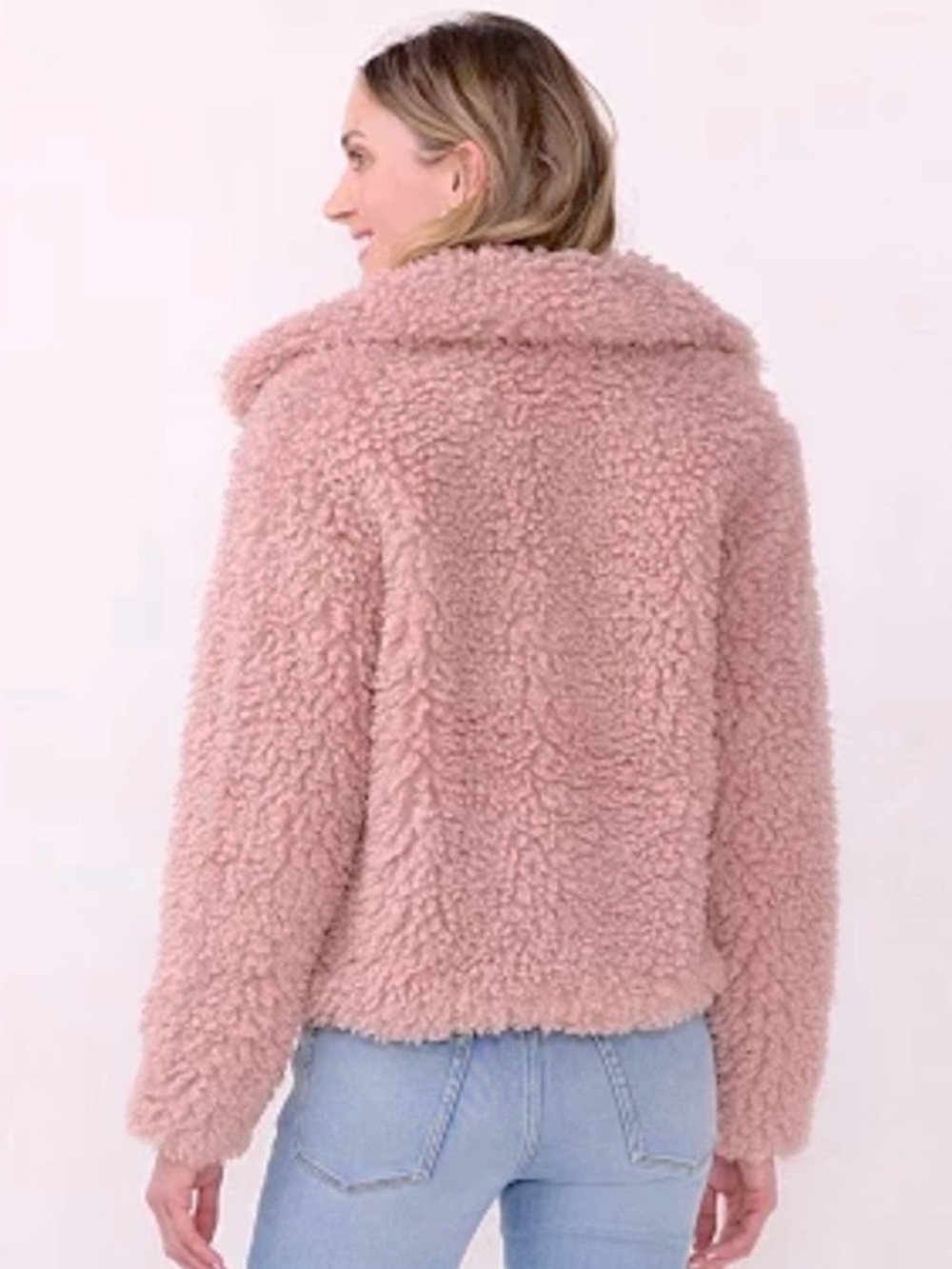 NEW LC Lauren Conrad cropped faux fur teddy jacket - Picture 2 of 5